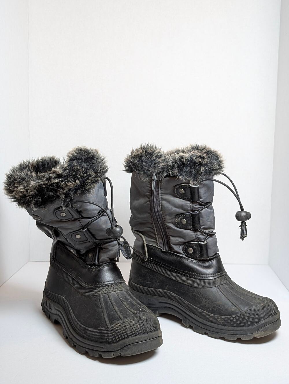 Dream Pairs KSNOW-2 Youth Size 2 Grey Faux Fur Waterproof Snow Winter Boots